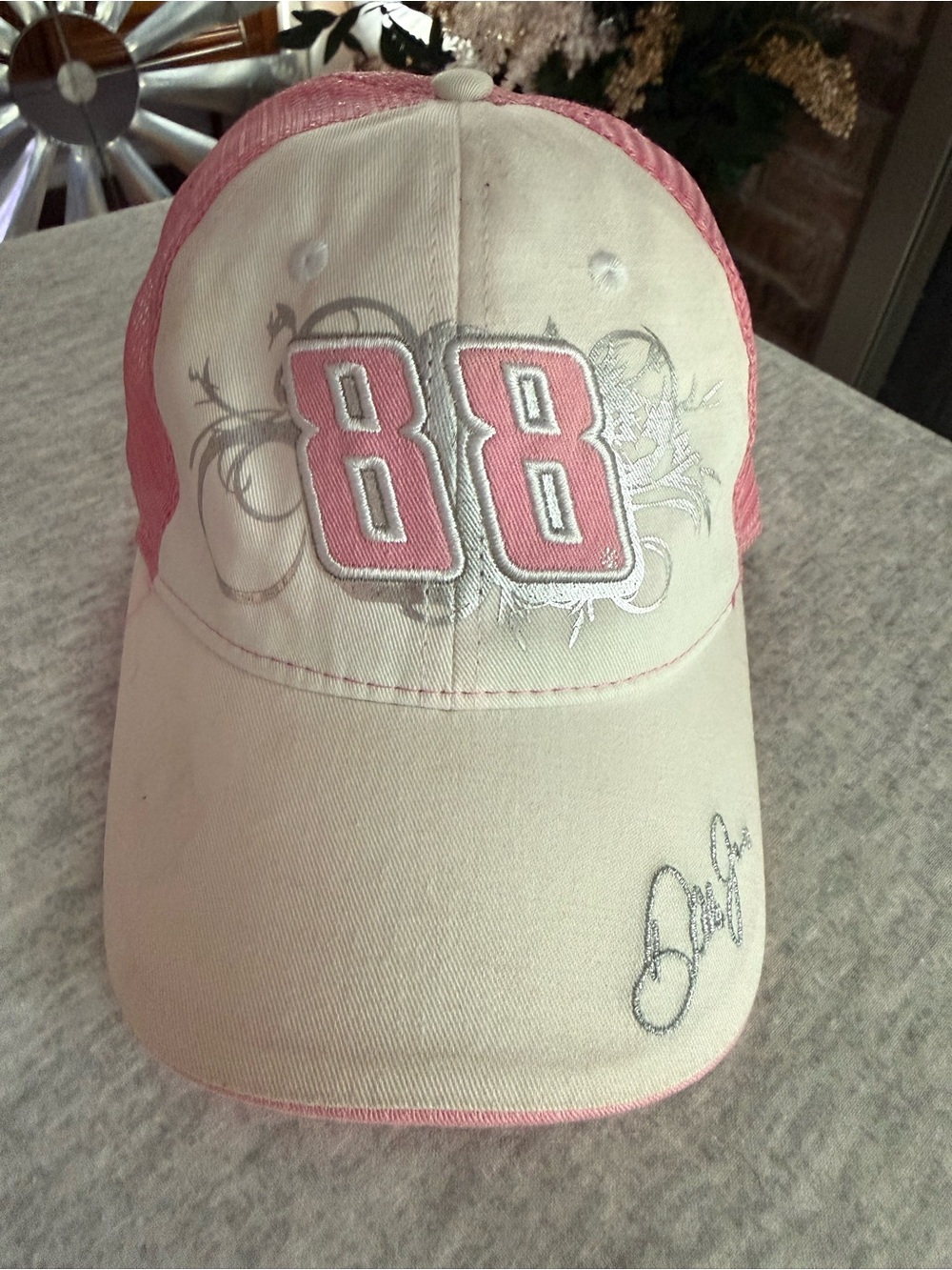 Nascar Pink and White '88 Embroidered Trucker Hat